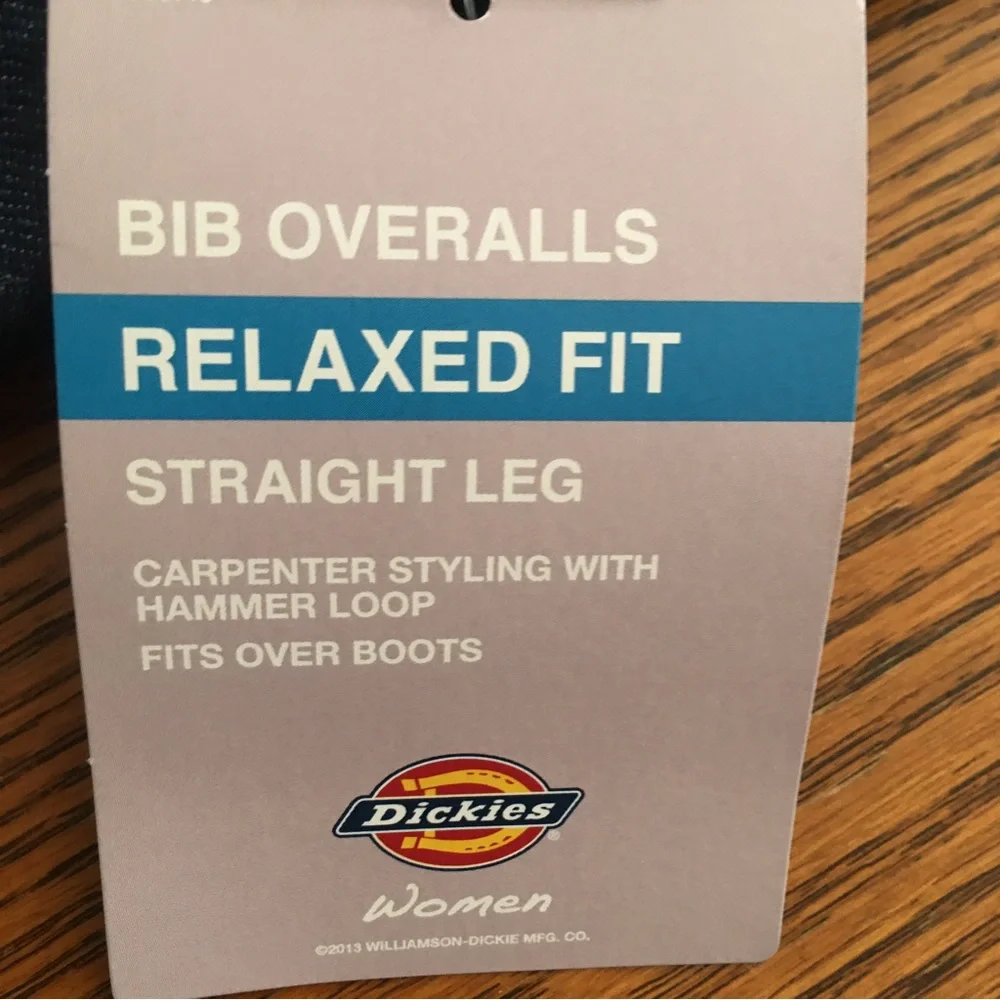 NWT Dickies Bib Denim Overalls Womens Relaxed Fit Straight Leg  Sz L  FB206MSB - Picture 10 of 16